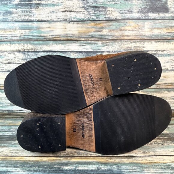 BRONX Ankle Boots Sz 10.5-11/41 Brown Leather Block Heel Bootie Casual Zip Up - Picture 7 of 12